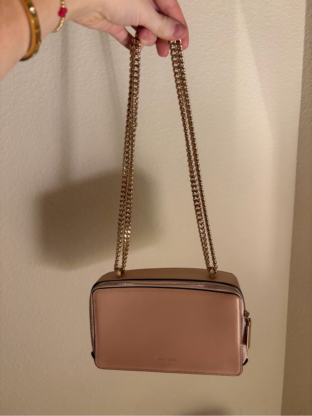 kate spade Blush Pink Leather Crossbody with Gold Chain